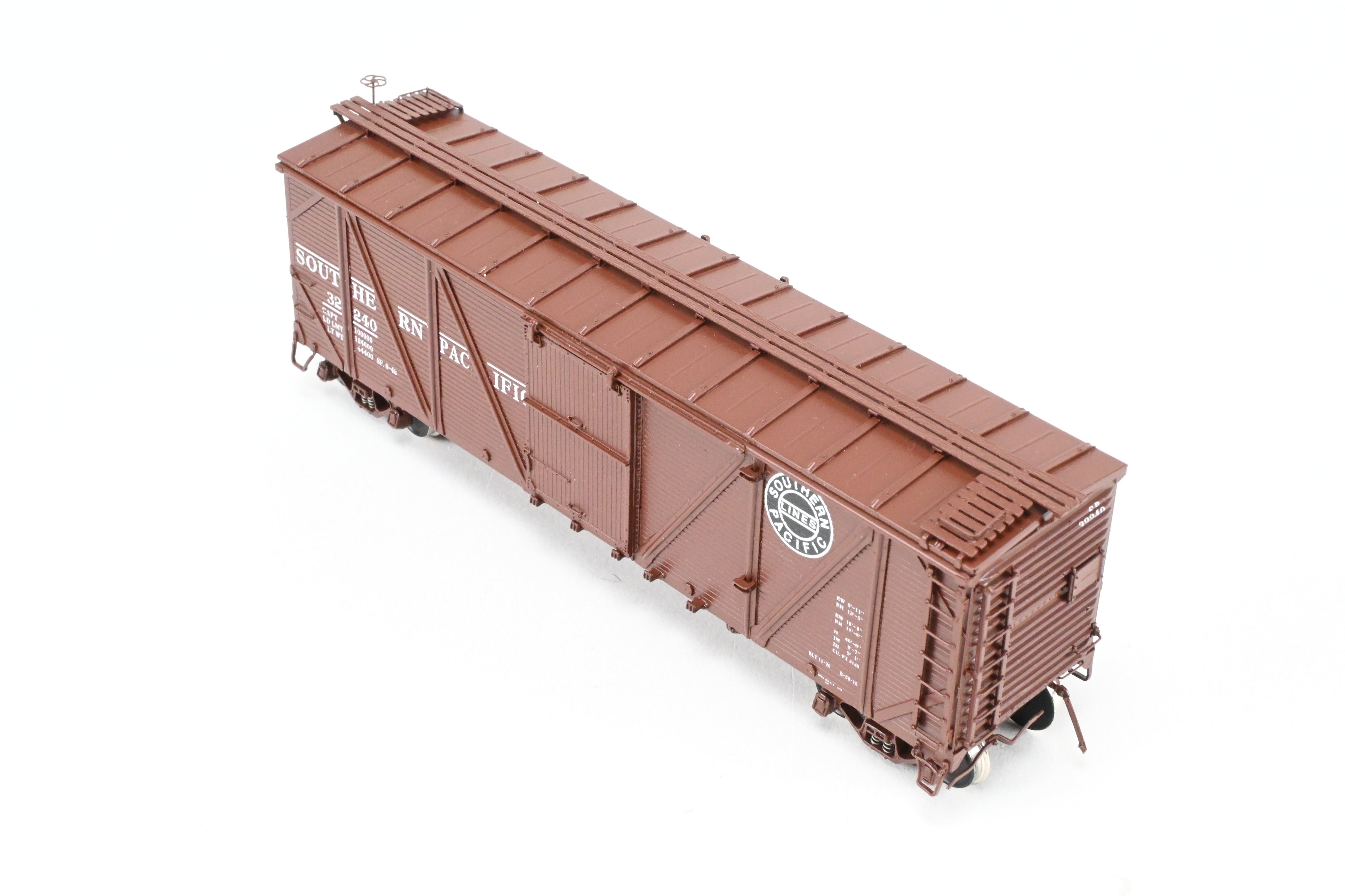 HO Scale Brass Challenger Imports Southern Pacific Class B - 50 - 15 Outside Braced Wood - Sheathed Box Car with Hutchins Roof, Model Number FP #32240
