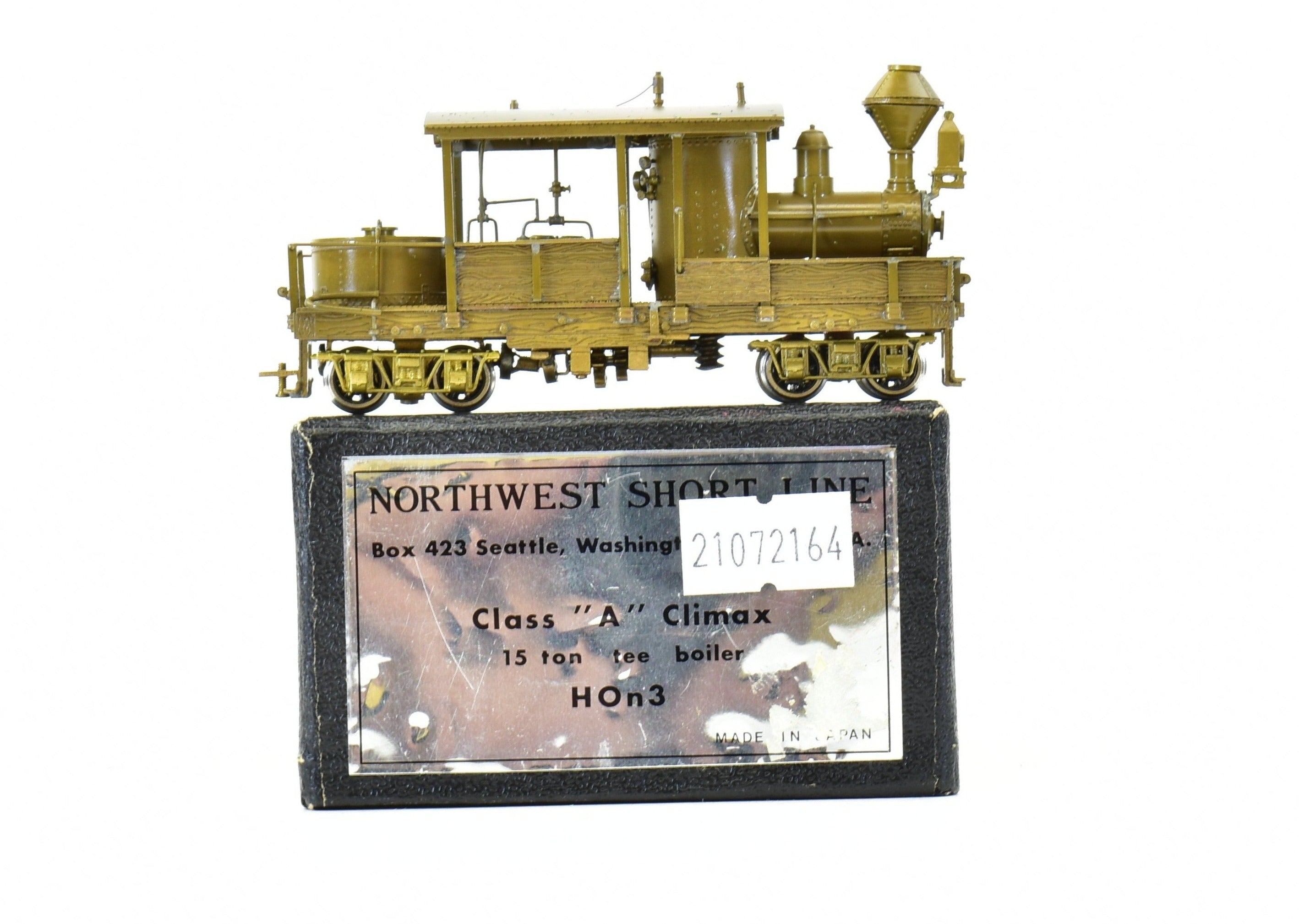 HOn3 Scale Brass Model of Northwest Short Line's 15 - ton Tee Boiler Class A Climax Logging Locomotive