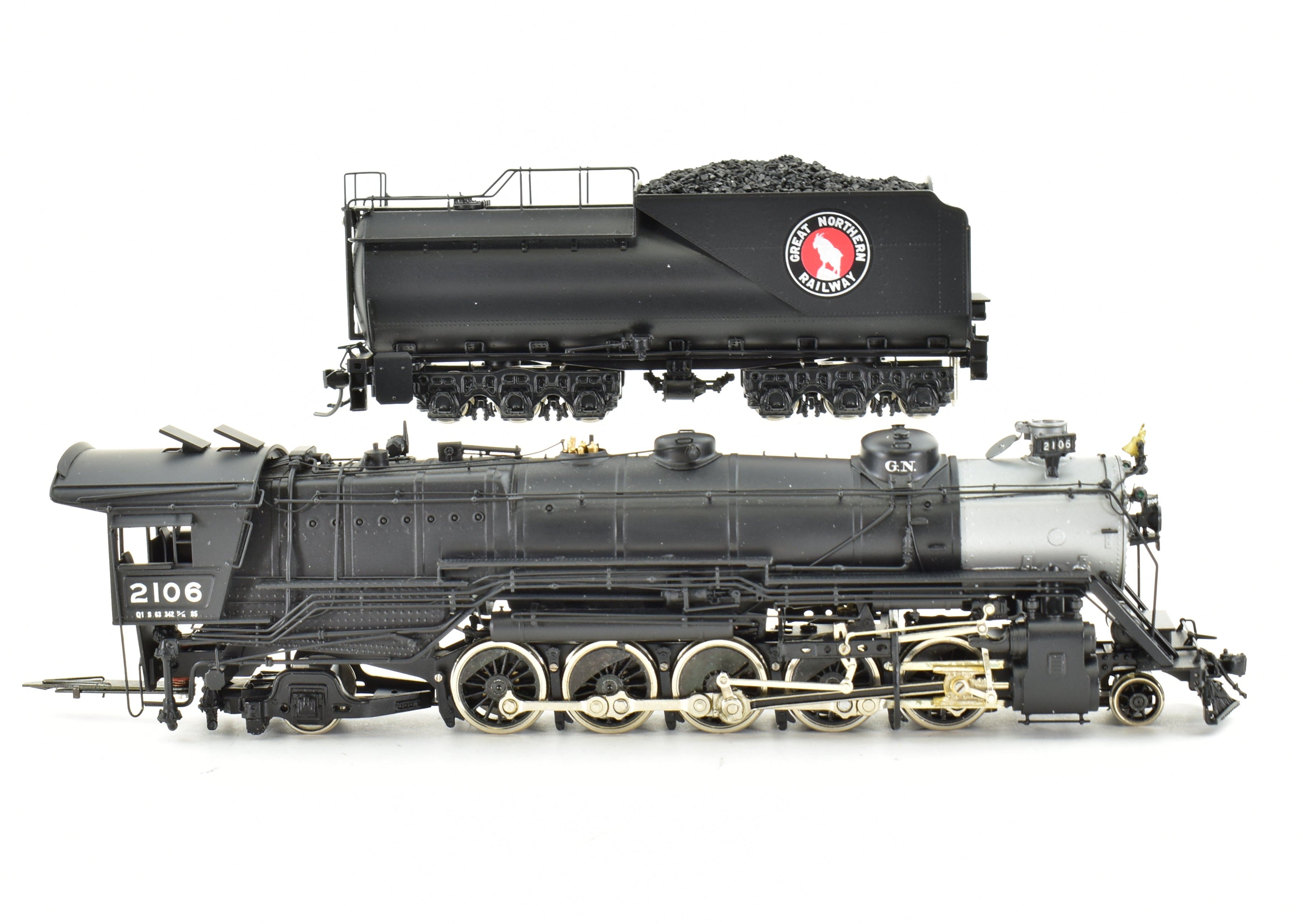 High - Quality HO Scale Brass Model Train CON PFM - Tenshodo GN - Great Northern 2 - 10 - 2 Class Q - 1 Factory - Painted Model from 1984 Production Run
