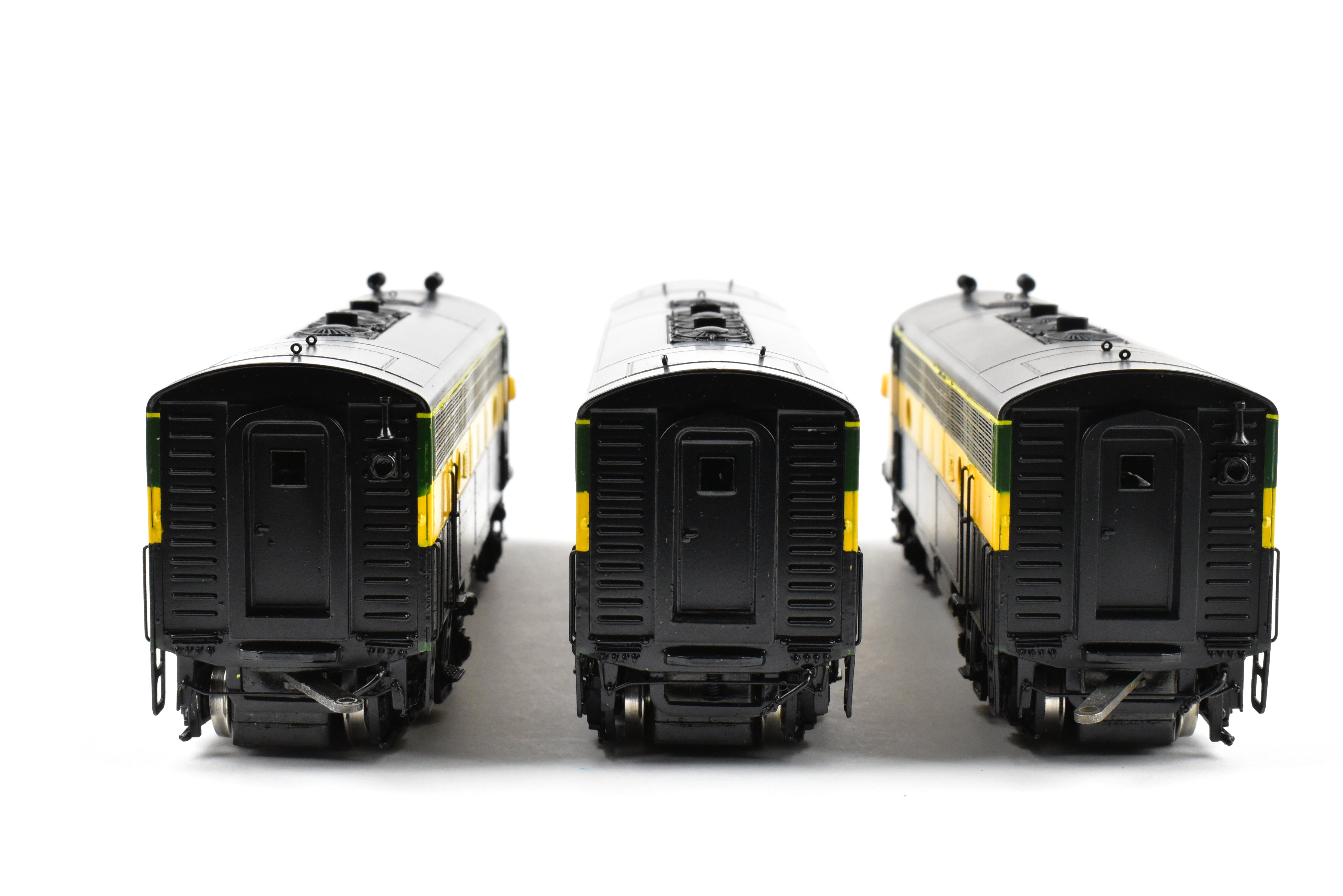 High - Quality HO Scale Brass Model Train Set - Chicago and Northwestern EMD F7A/F7B/F7A Phase I 1500 HP 3 - Unit Set in Freight Scheme by Oriental Limited
