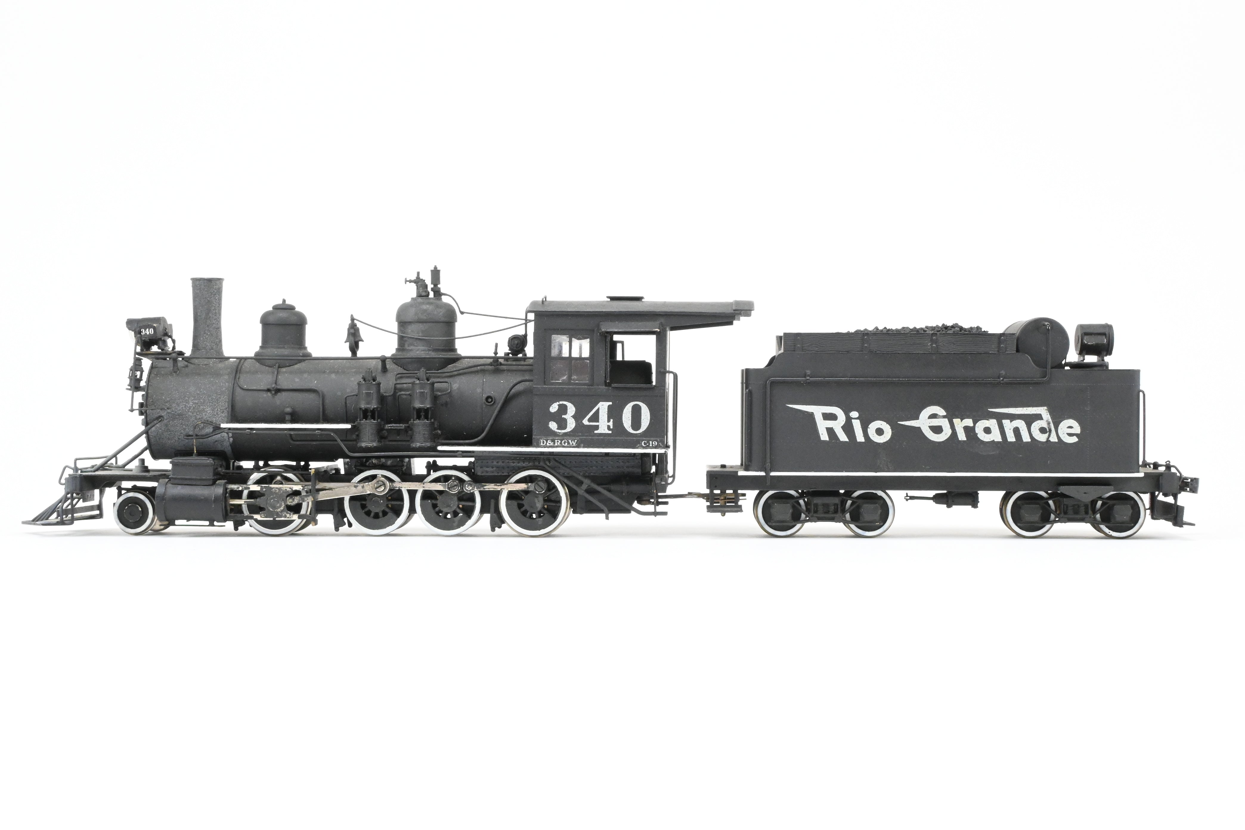 On3 Scale Brass Balboa Model Train - Denver & Rio Grande Western C-19 2-8-0 Class, Weathered CP #340 Replica