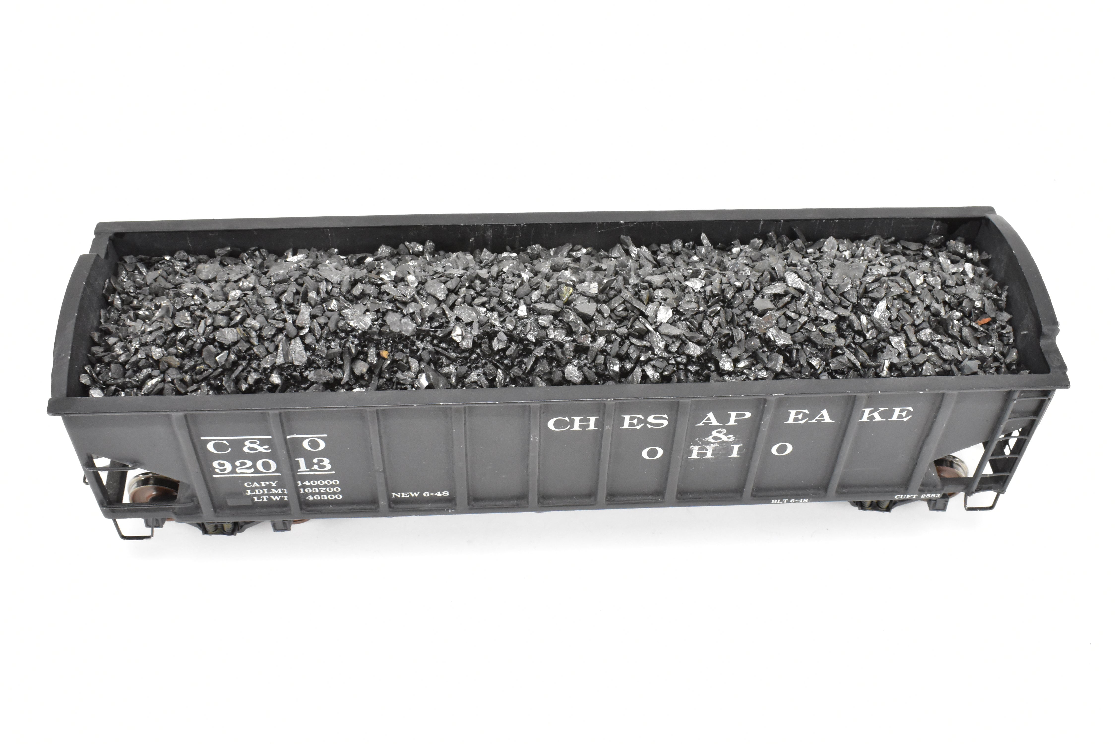 O Scale Brass Model Train - US Hobbies C&O (Chesapeake & Ohio) ACF Welded Triple Hopper, Custom Painted with Number 92013 and No Original Packaging