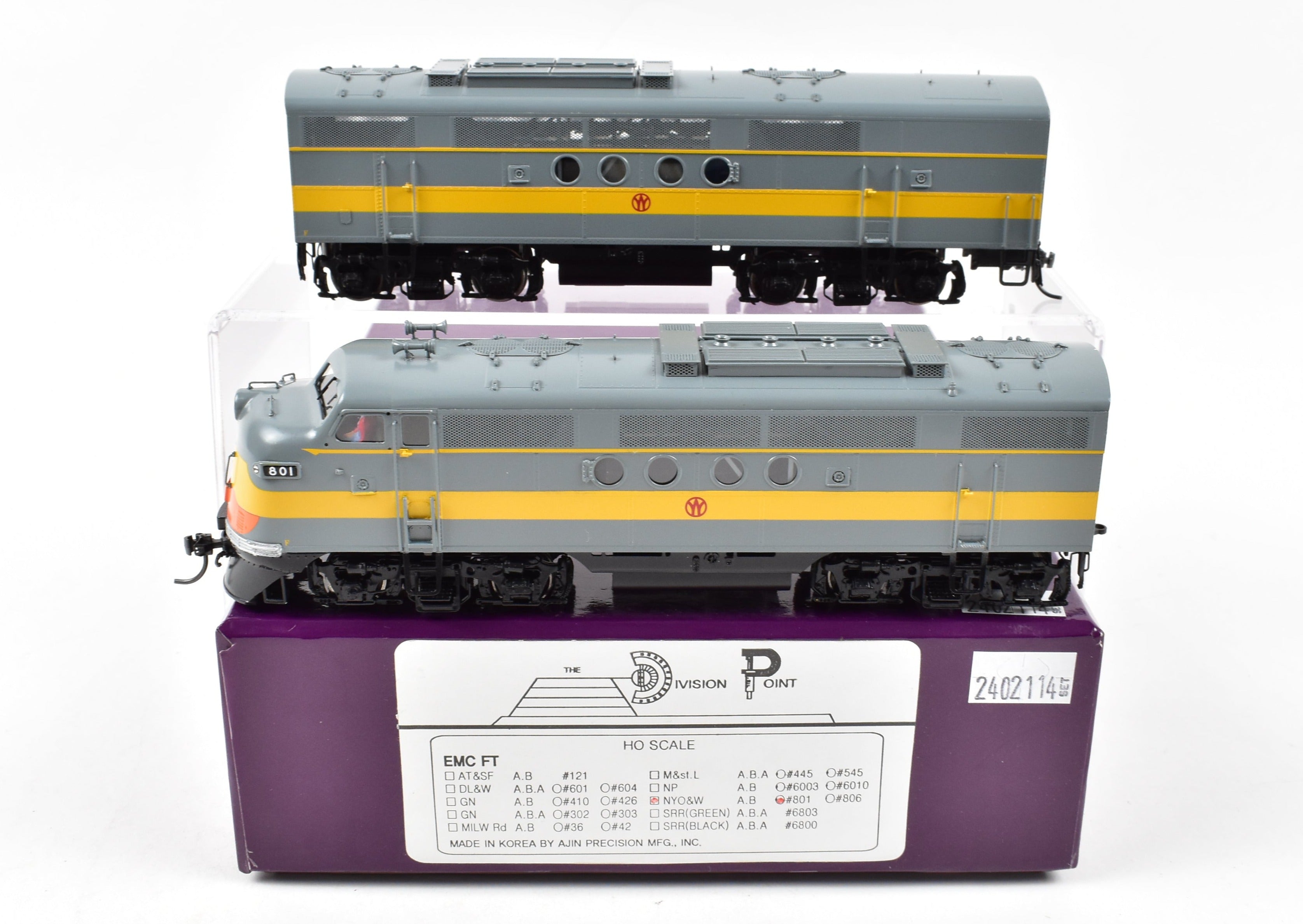HO Scale Brass Model Train - Division Point NYO&W (New York, Ontario & Western) EMC FTA/B Set, Factory Painted, No. 801, Limited Edition