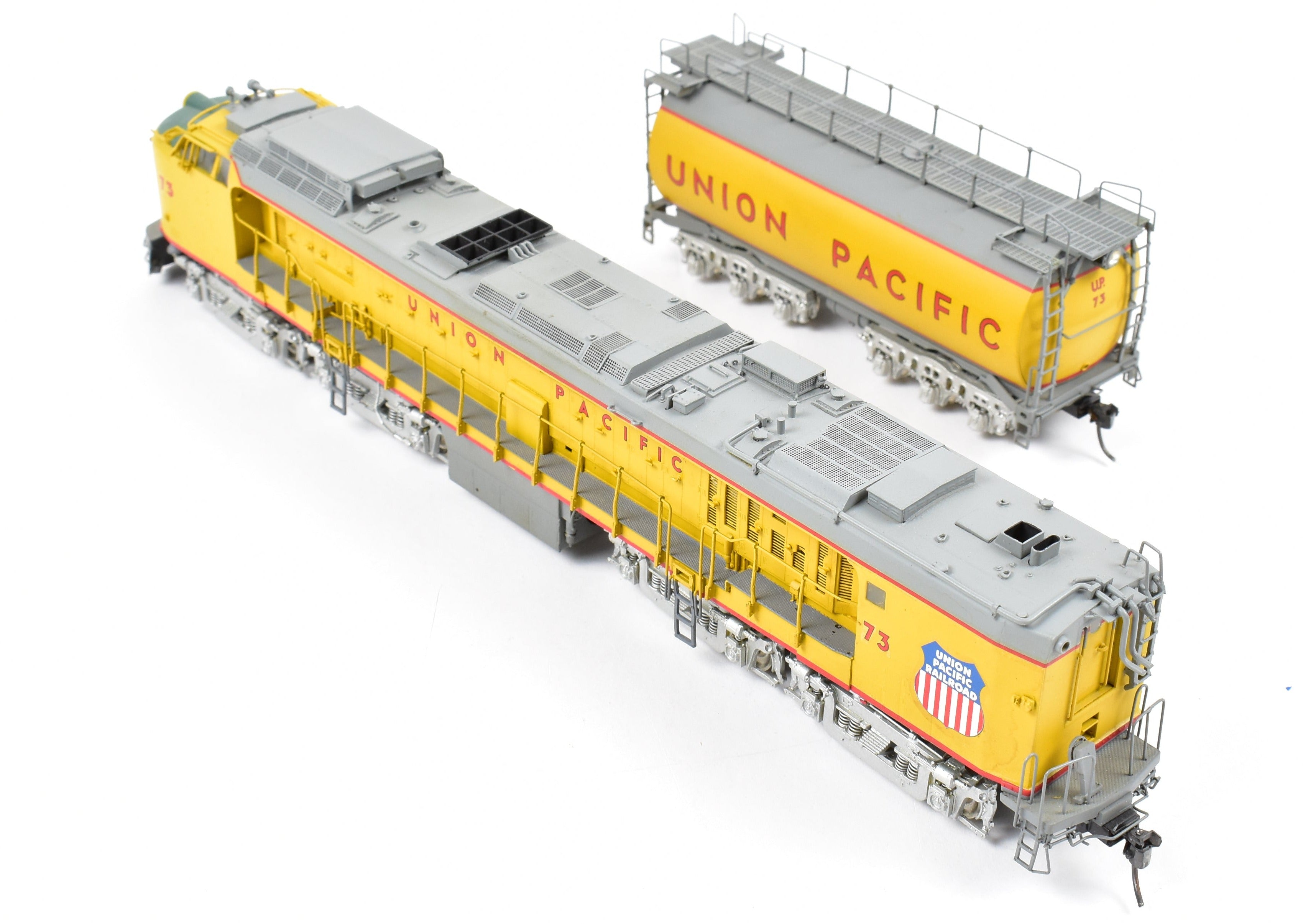 HO Brass OMI UP Union Pacific Veranda Turbine Round Tender #73 Custom Painted