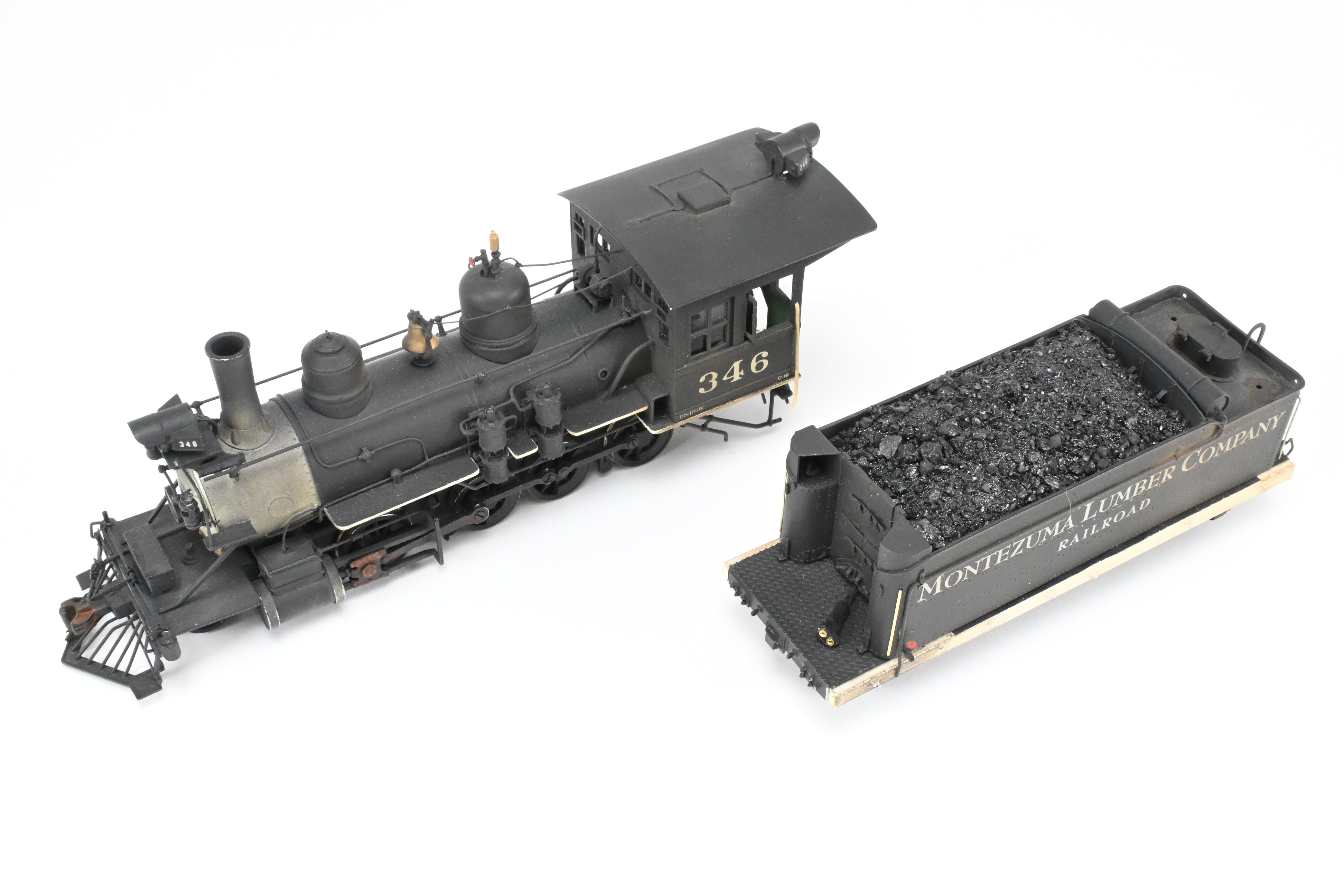 On3 Scale Brass Model Train - Balboa Scale Models' Exclusive Custom Denver & Rio Grande C-19 2-8-0 CP Locomotive with Correct Tender for Montezuma Lumber Co. #346, Featuring Added Details and SoundTraxx Tsunami DCC/Sound System