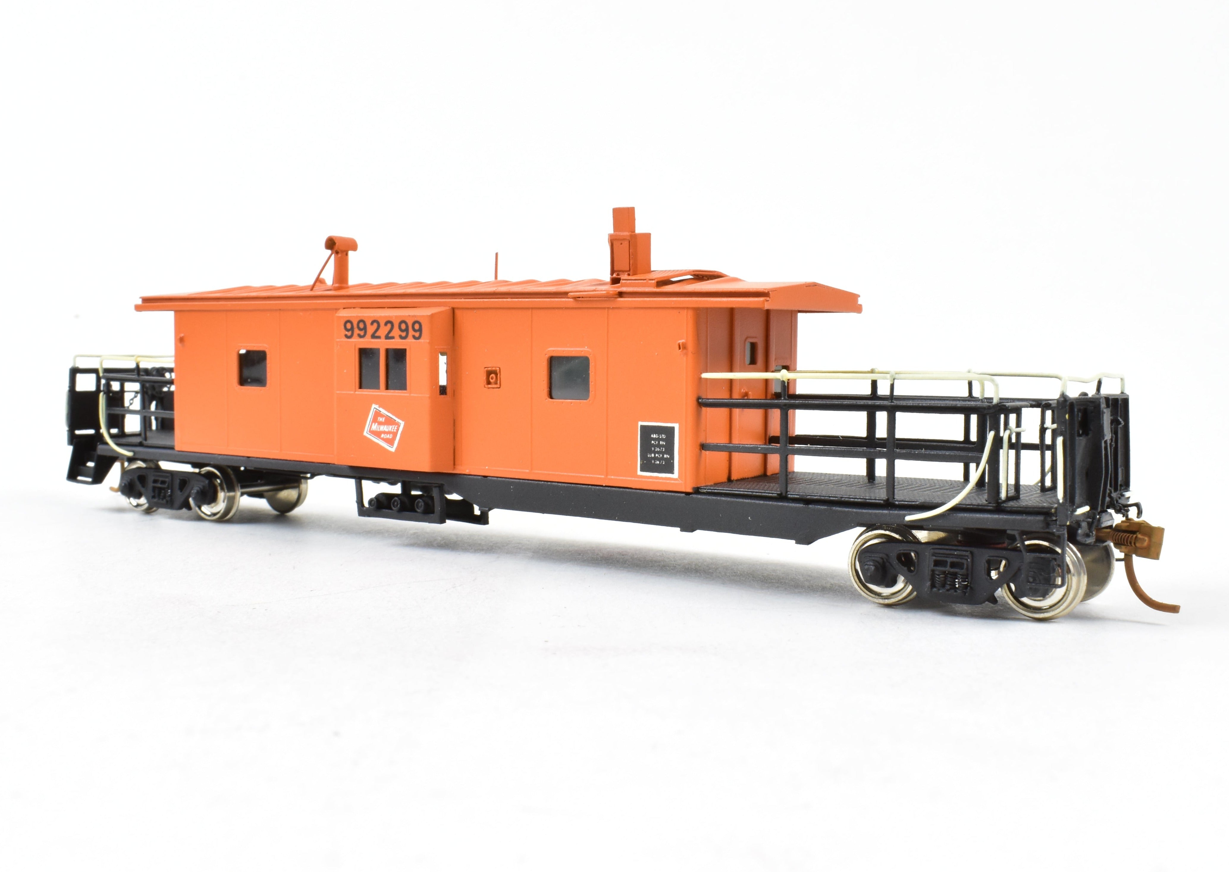 HO Scale Brass OMI - Overland Models, Inc. Milwaukee Road Bay Window Long Caboose Professionally Painted Model Train Car