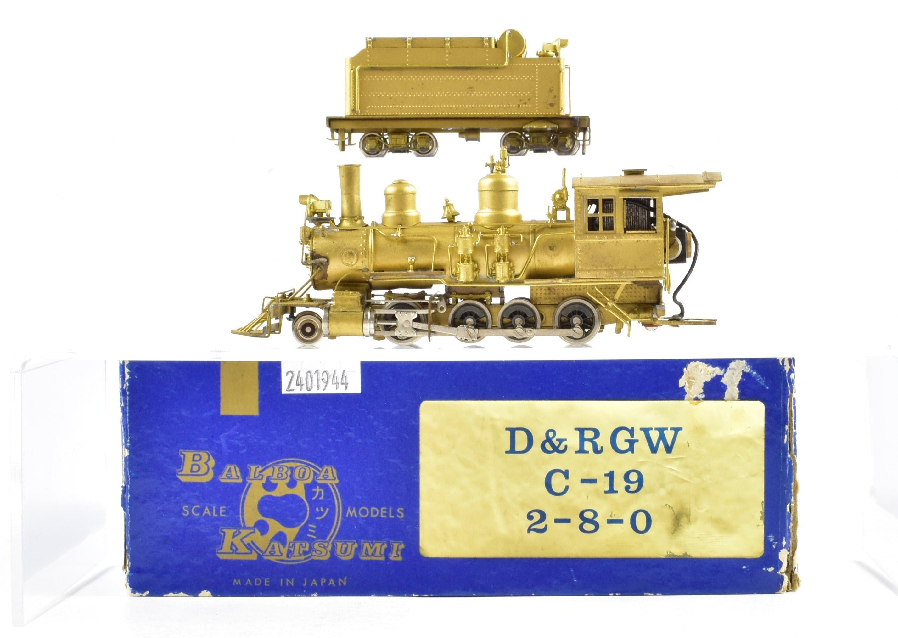 HOn3 Scale Brass Model of Balboa's Denver & Rio Grande Western C-19 2-8-0 Locomotive