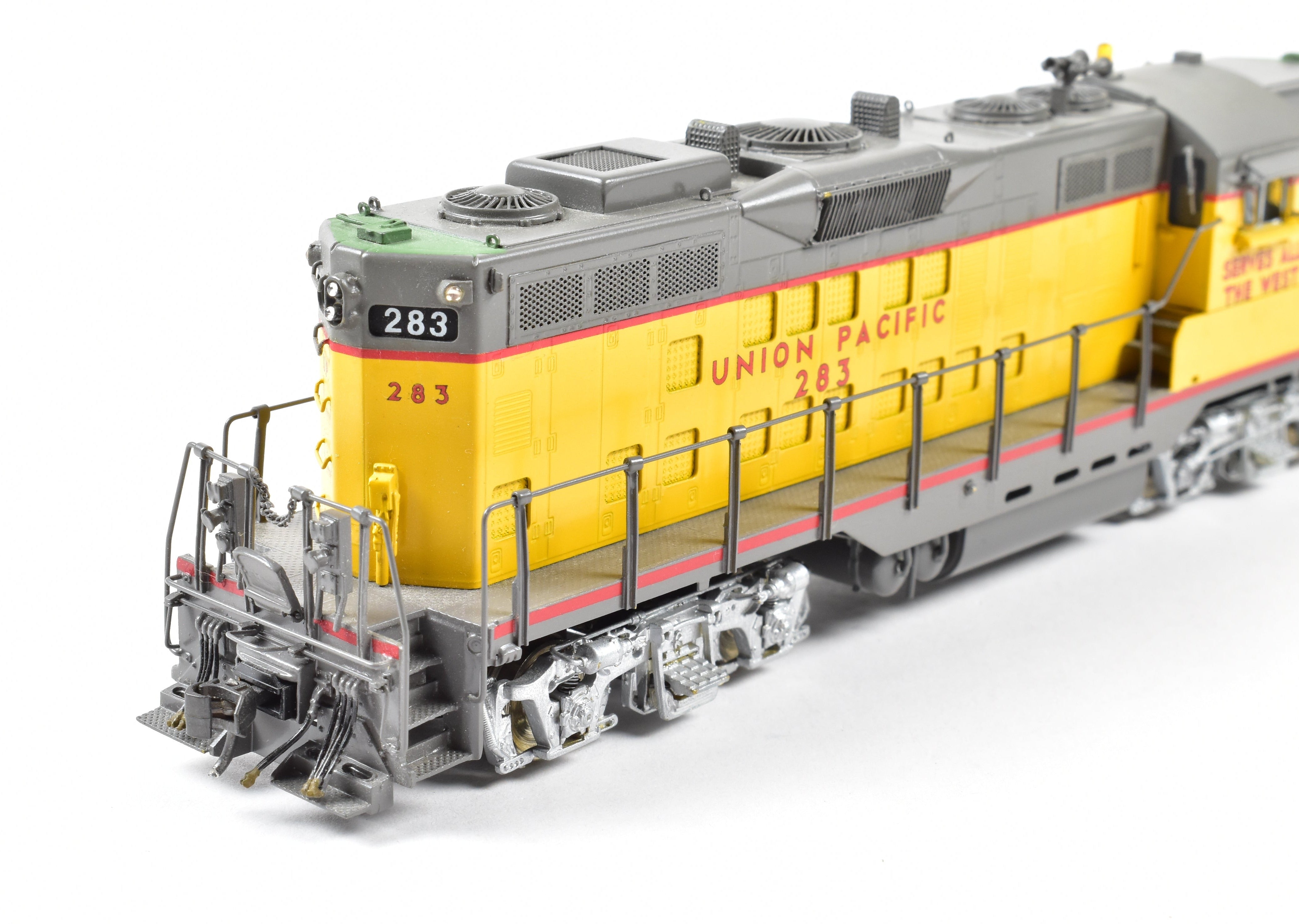 HO Scale Brass Model Train by Overland Models, Inc. - Union Pacific GP - 9 FP #283 with Extra Vents, 36 Fans, Winterization Hatch and Lighting