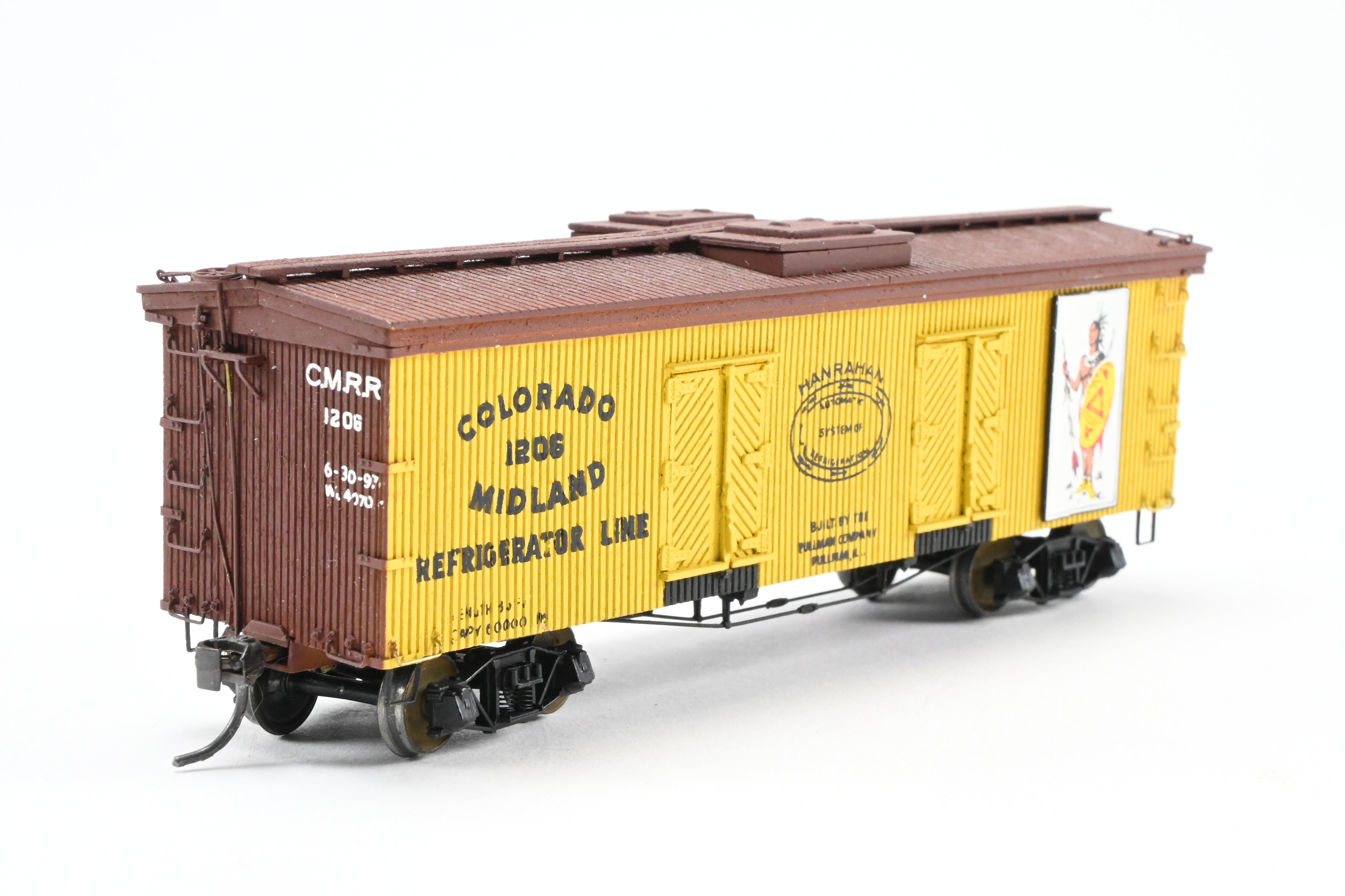 HO Scale La Belle Woodworking Colorado Midland 36-Foot Wood-Sided Refrigerator Car Model - Fully Assembled and Professionally Painted