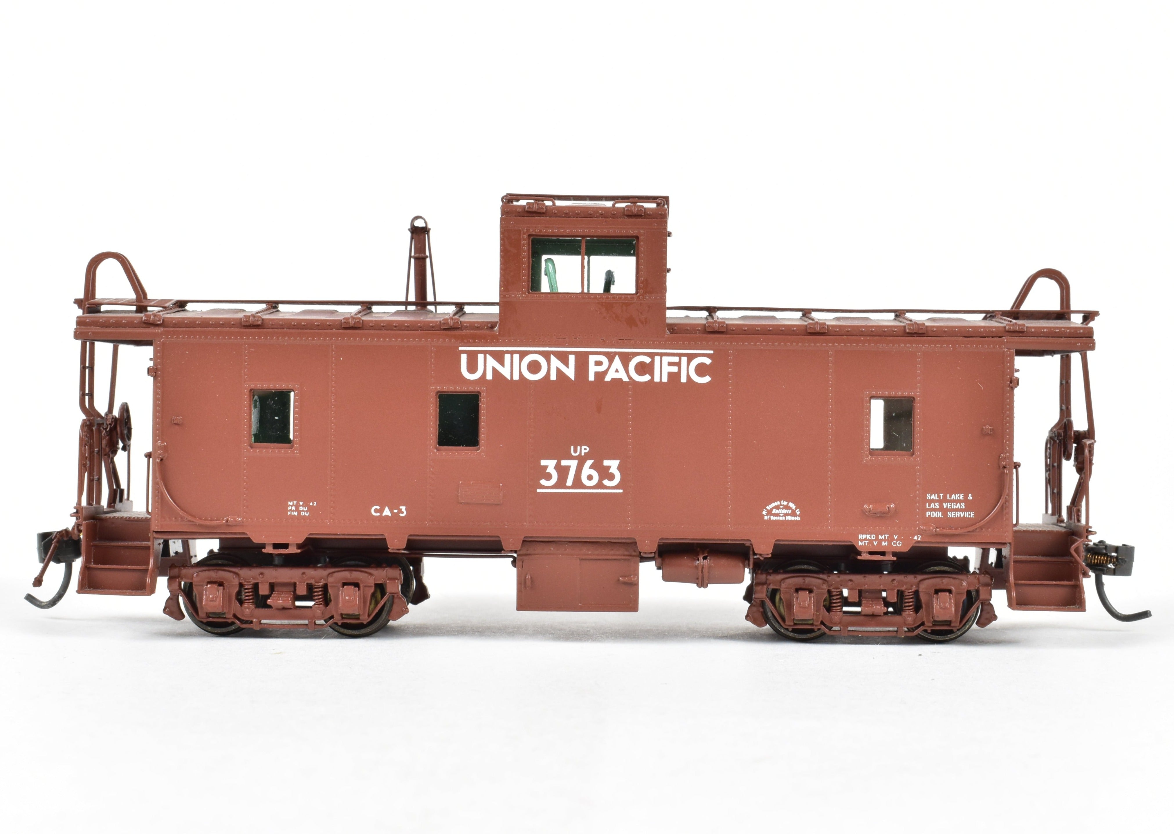 HO Scale Brass Union Pacific CA - 3 Caboose Model by Overland Models, Inc. (OMI), 2000 Run, Freight Car Red with Original White Lettering, FP No. 3763