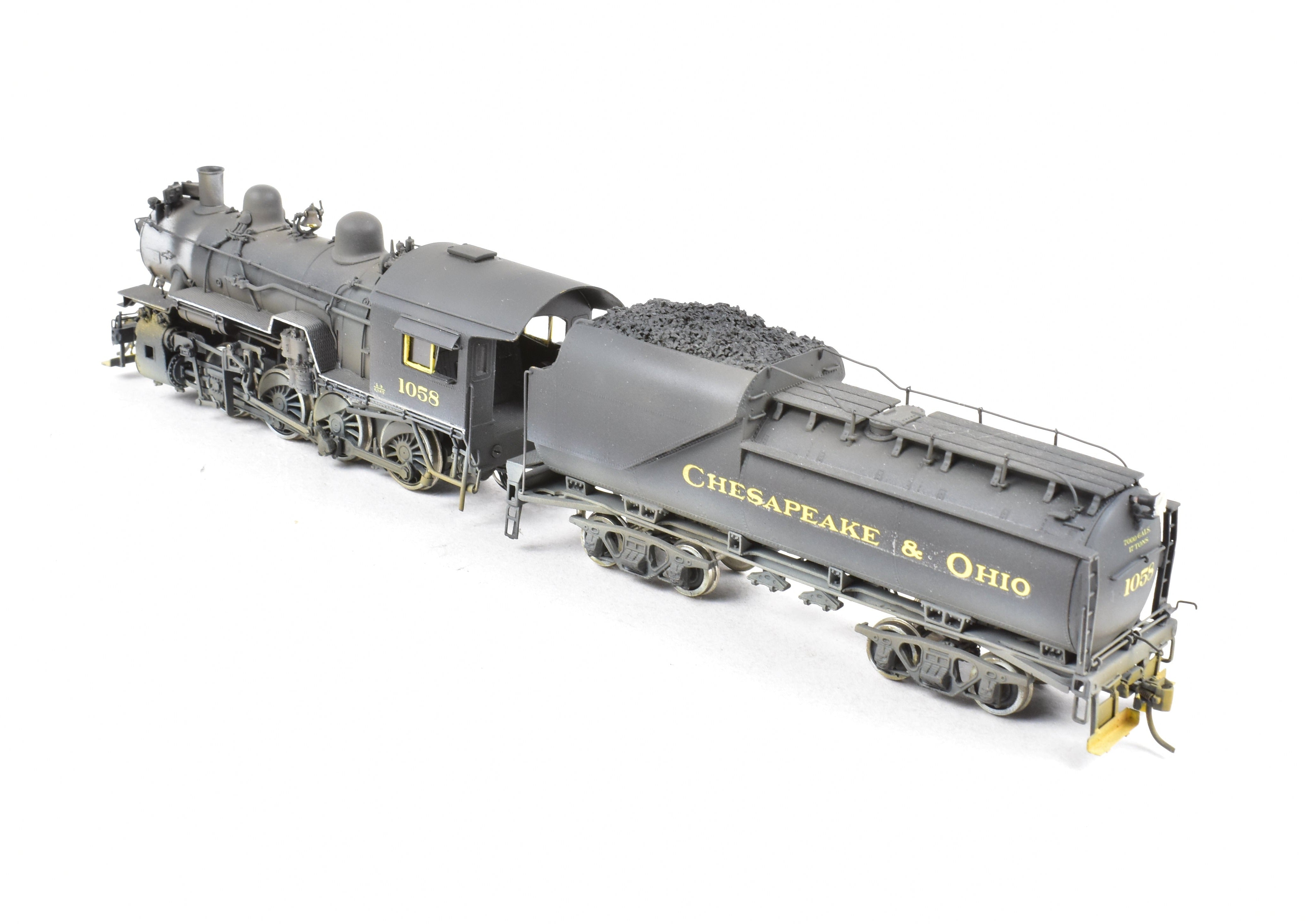 HO Scale Brass Model Train - Overland Models C&O (Chesapeake & Ohio) G - 9 2 - 8 - 0 CP Weathered Locomotive No. 1058 with DCC and Sound Function