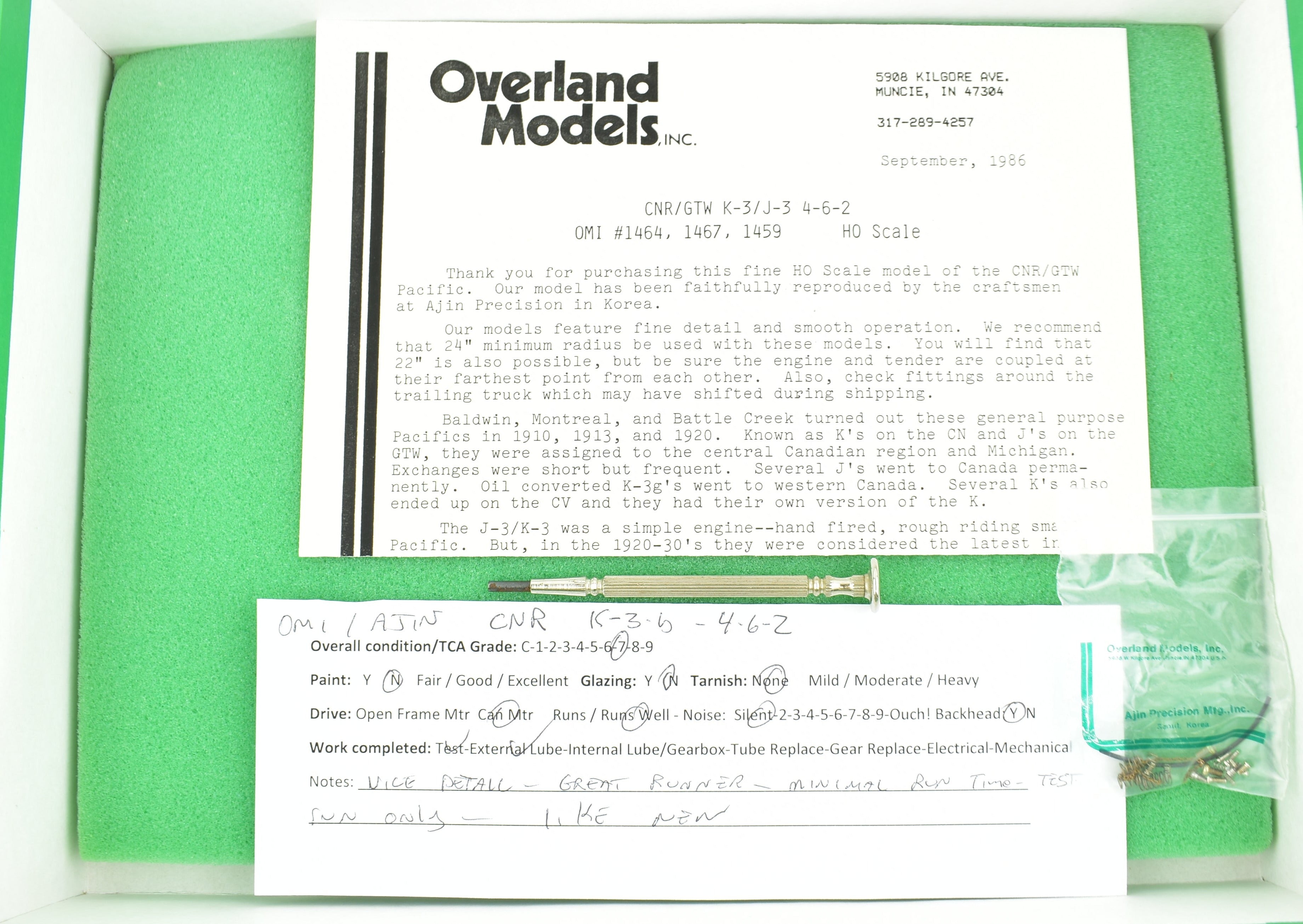 HO Scale Brass CNR K-3-b 4-6-2 Locomotive Models #5578 - 5596 by Overland