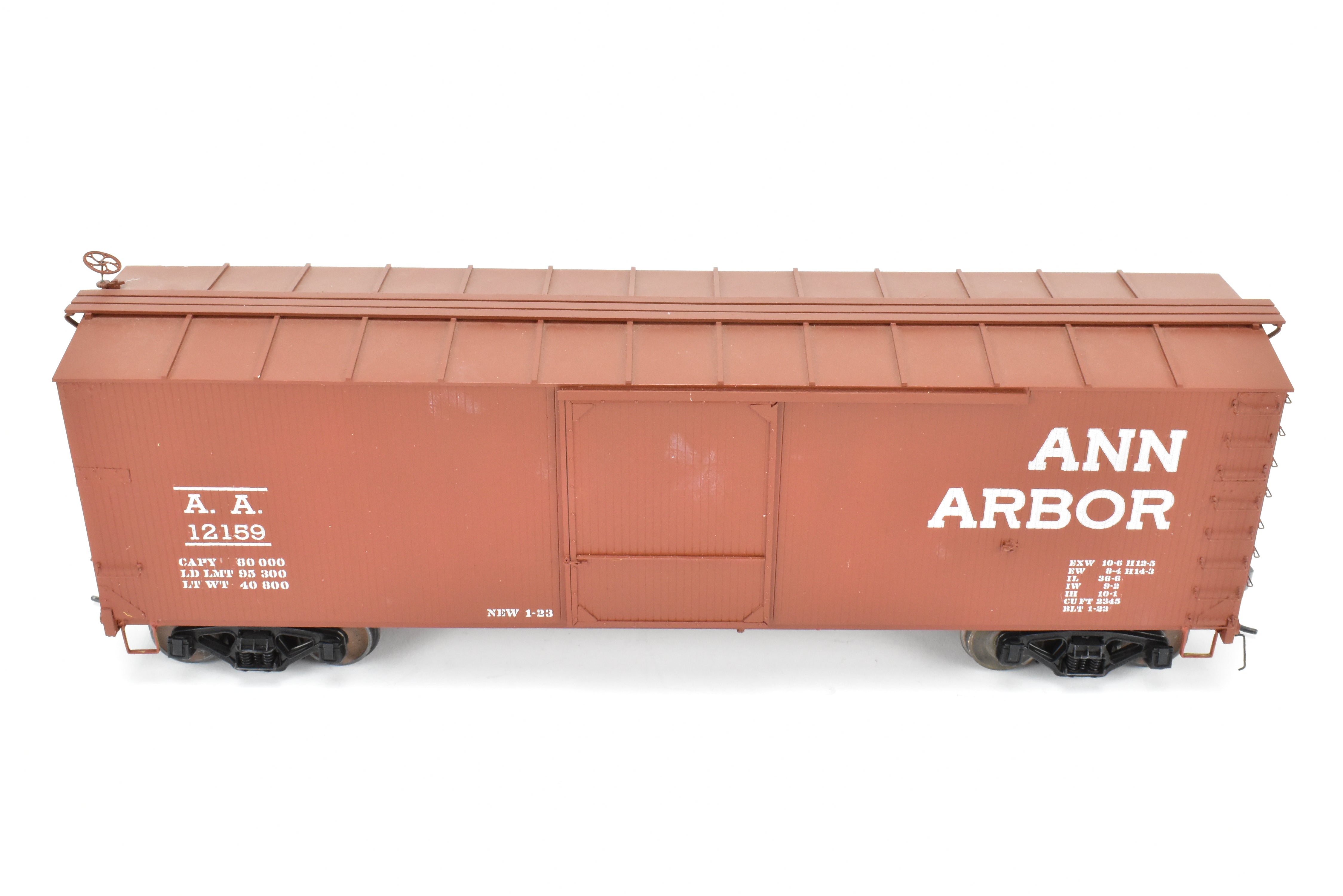 O Scale Model Train Collectible: Rails Unlimited Ann Arbor Custom-Built and Painted 40' USRA Double Sheath Boxcar