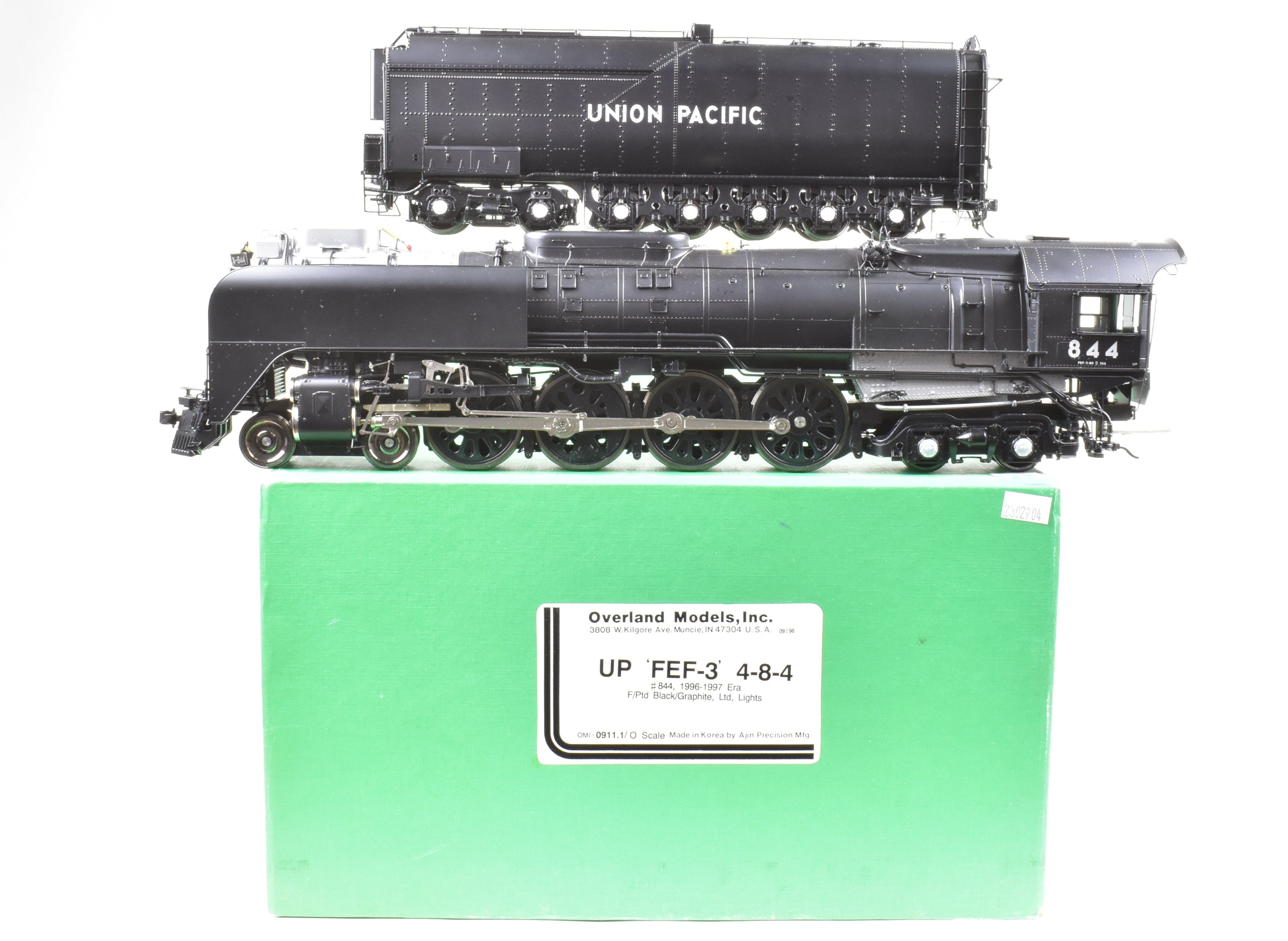 O Scale Model Train - Overland Models, Inc. Union Pacific FEF - 3 4 - 8 - 4 Steam Locomotive from the 1996 - 1997 Excursion Era
