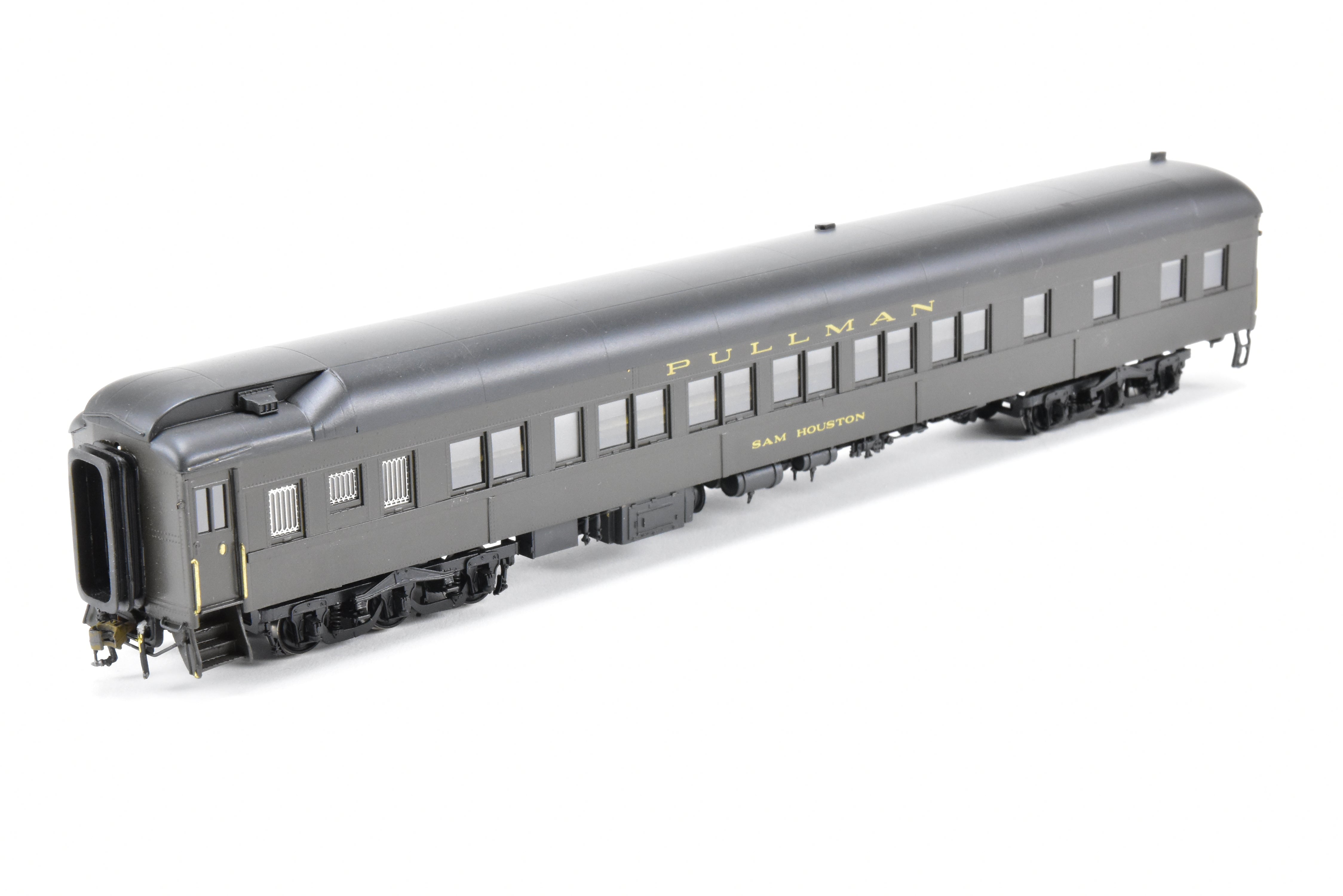 HO Scale Brass Precision Scale Co. (PSC) Pullman 80-Foot Sleeper Model with 10-1-2 Plan 4074 and Single Vestibule, Mechanically Air-Lettered 'Sam Houston'